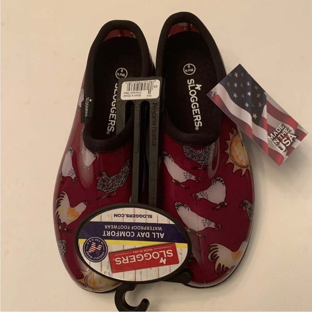 Sloggers Chicken Print Collection Women's Rain & Garden Shoe Size 8 NWT